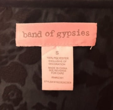 Band of Gypsies Black Sheer Velvet Floral Duster – Size Small