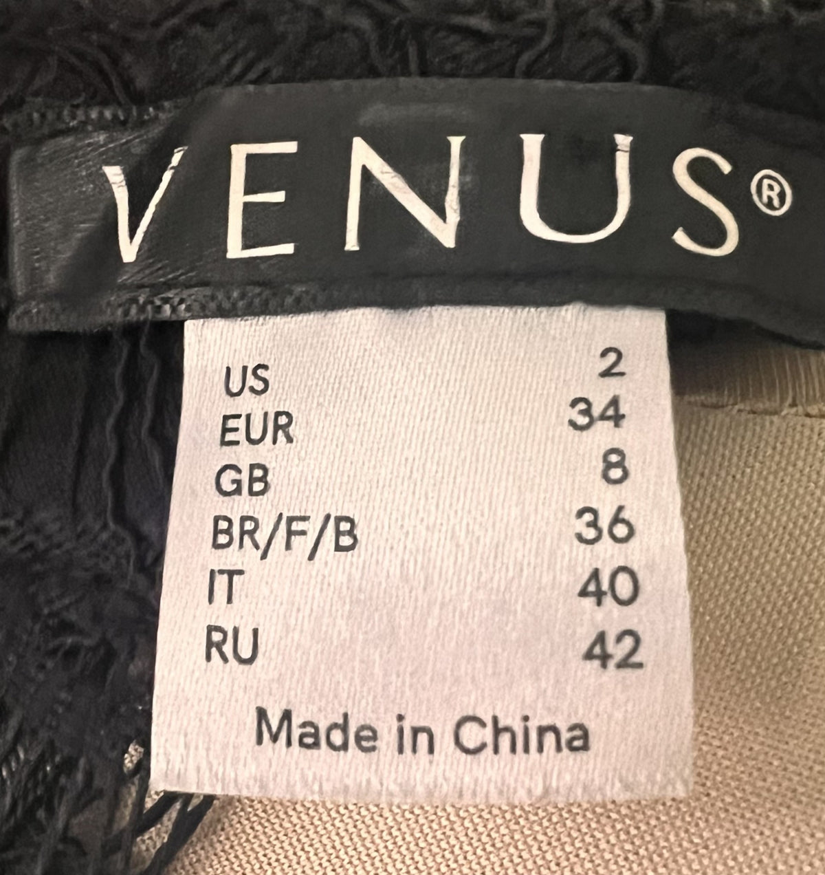 Venus Size 2 Black Lace High Neck Bell Sleeve Blouse