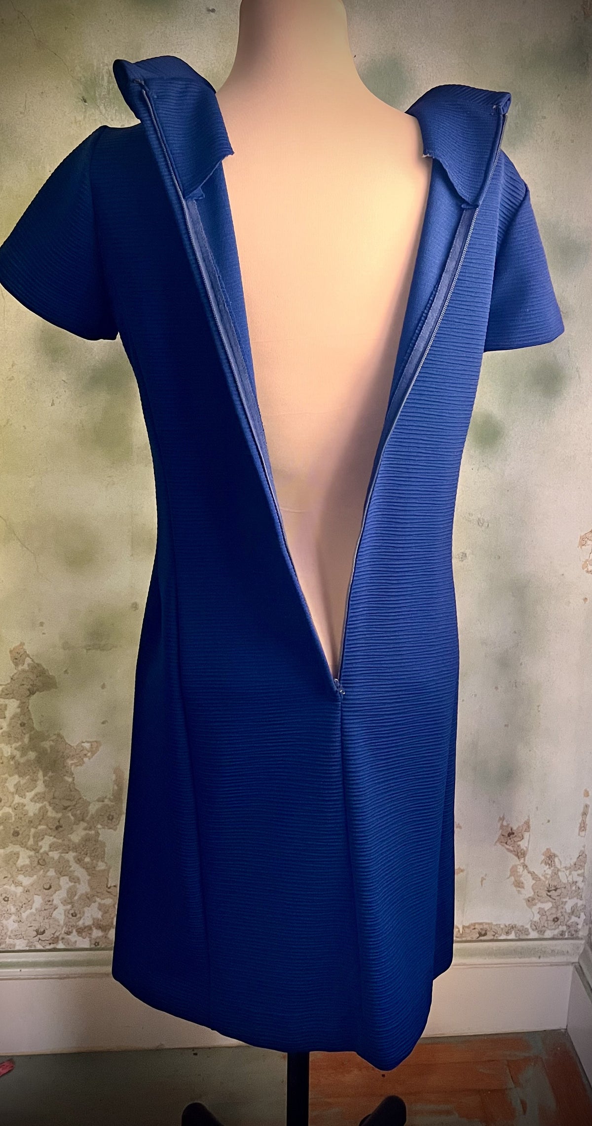 Vintage 60s 70s Royal Blue Mod A-Line Mini Dress