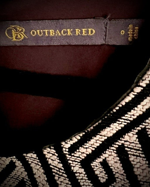Outback Red Black White Geometric Fit & Flare Dress