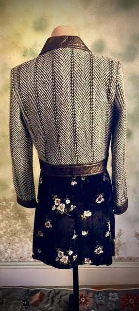 Free People Black Floral Velvet Dress Mock Neck Button Back Boho Romantic