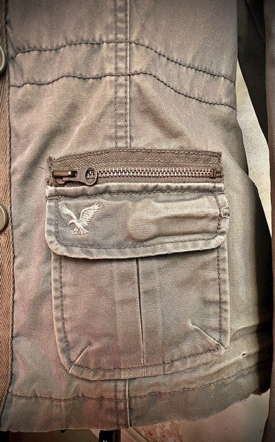 American Eagle XS Utility Jacket Detachable Faux Fur Collar Military Coat