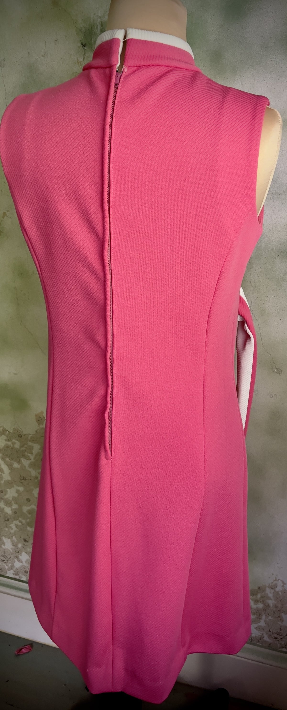 Vintage Pink & White Mod Mini Dress | Belted