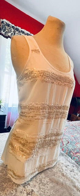 Express Cream Sequin Shimmer Tank Top Size Small