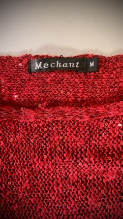 Mechant Burgundy Sequin Knit Lace Hem