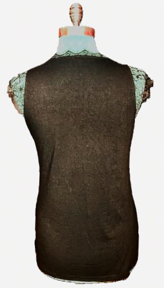 Black Eyelash Lace Cap Sleeve Top S Free People Style