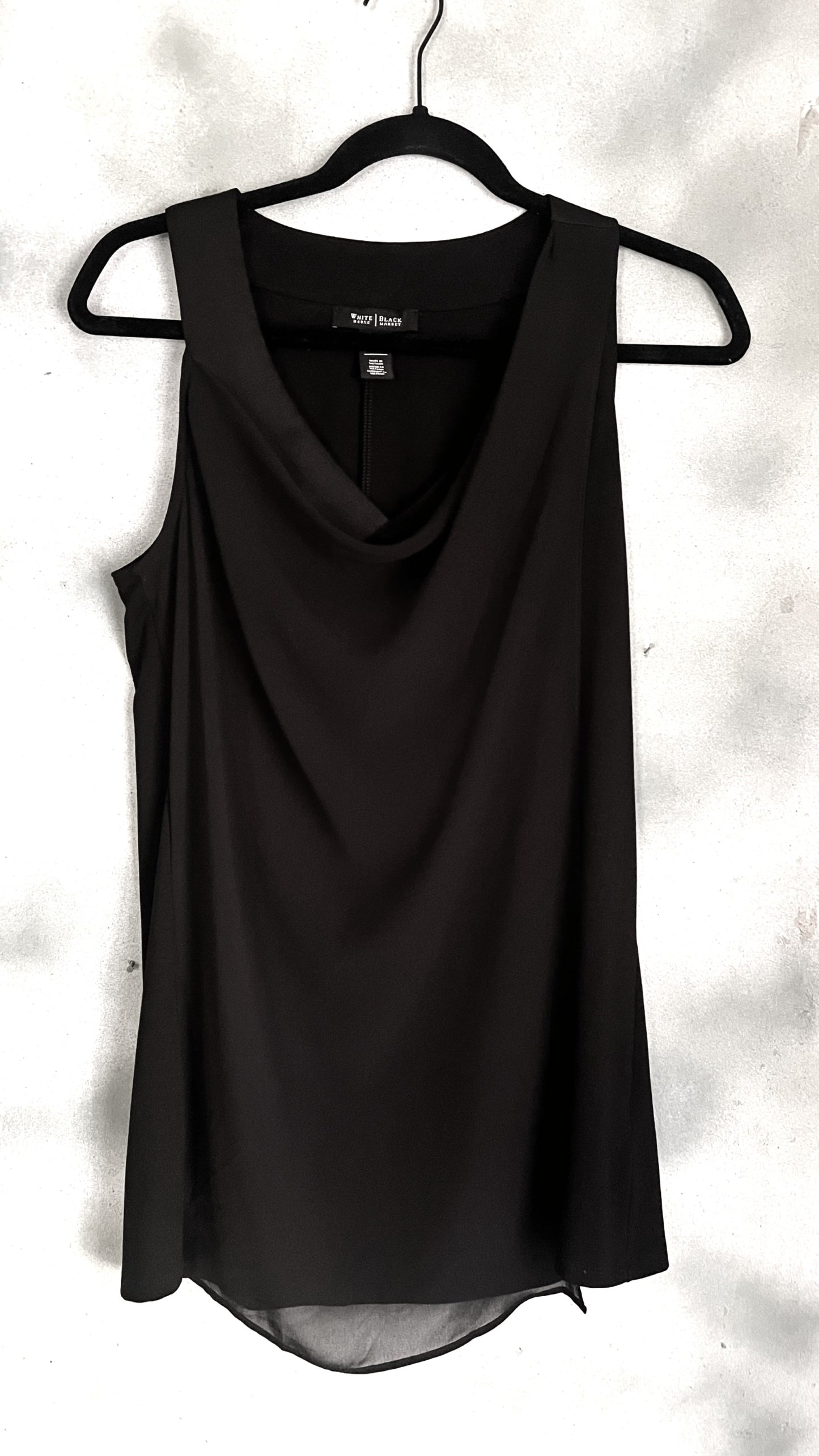 White House Black Market Sleeveless Draped Overlay Blouse – Black Size Small
