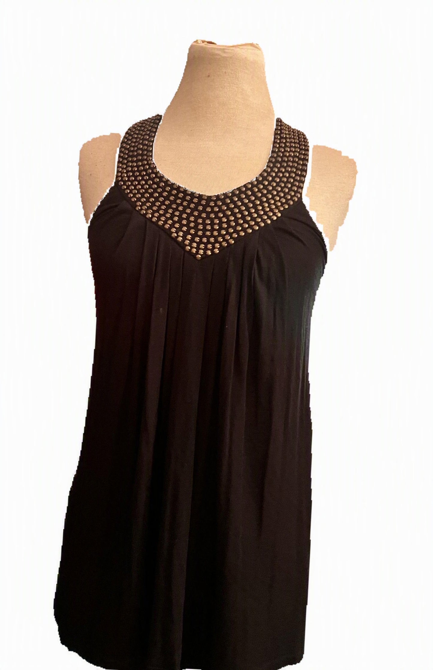 Spense Black Studded Racerback Babydoll Tank Top XS
