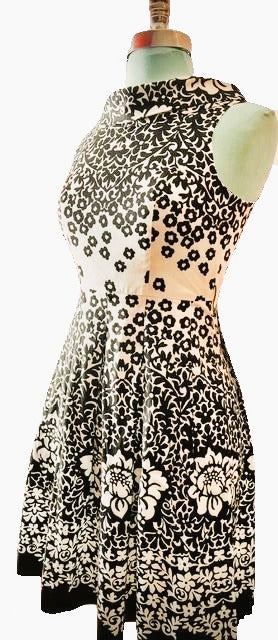 Donna Morgan Black & White Floral Fit-and-Flare Dress — Size 4P
