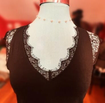 Black Eyelash Lace Cap Sleeve Top S Free People Style