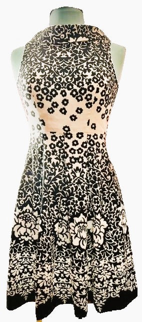 Donna Morgan Black & White Floral Fit-and-Flare Dress — Size 4P