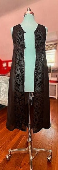 Band of Gypsies Black Sheer Velvet Floral Duster – Size Small