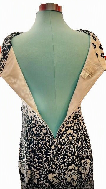 Donna Morgan Black & White Floral Fit-and-Flare Dress — Size 4P