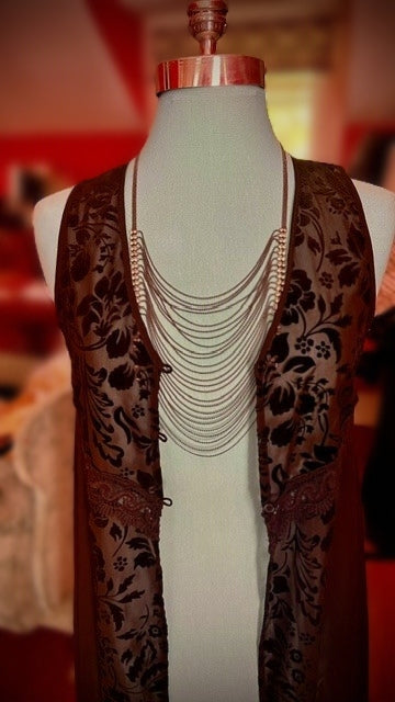 Band of Gypsies Black Sheer Velvet Floral Duster – Size Small