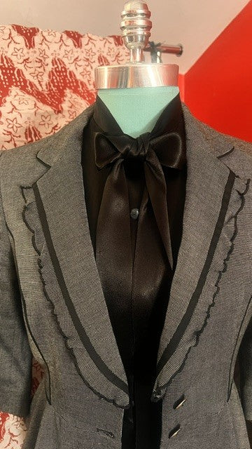 White House Black Market Size 4 Gray Ruffle Peplum Blazer Jacket