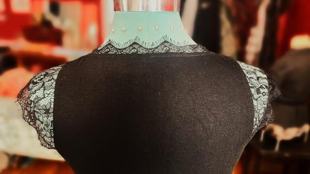 Black Eyelash Lace Cap Sleeve Top S Free People Style