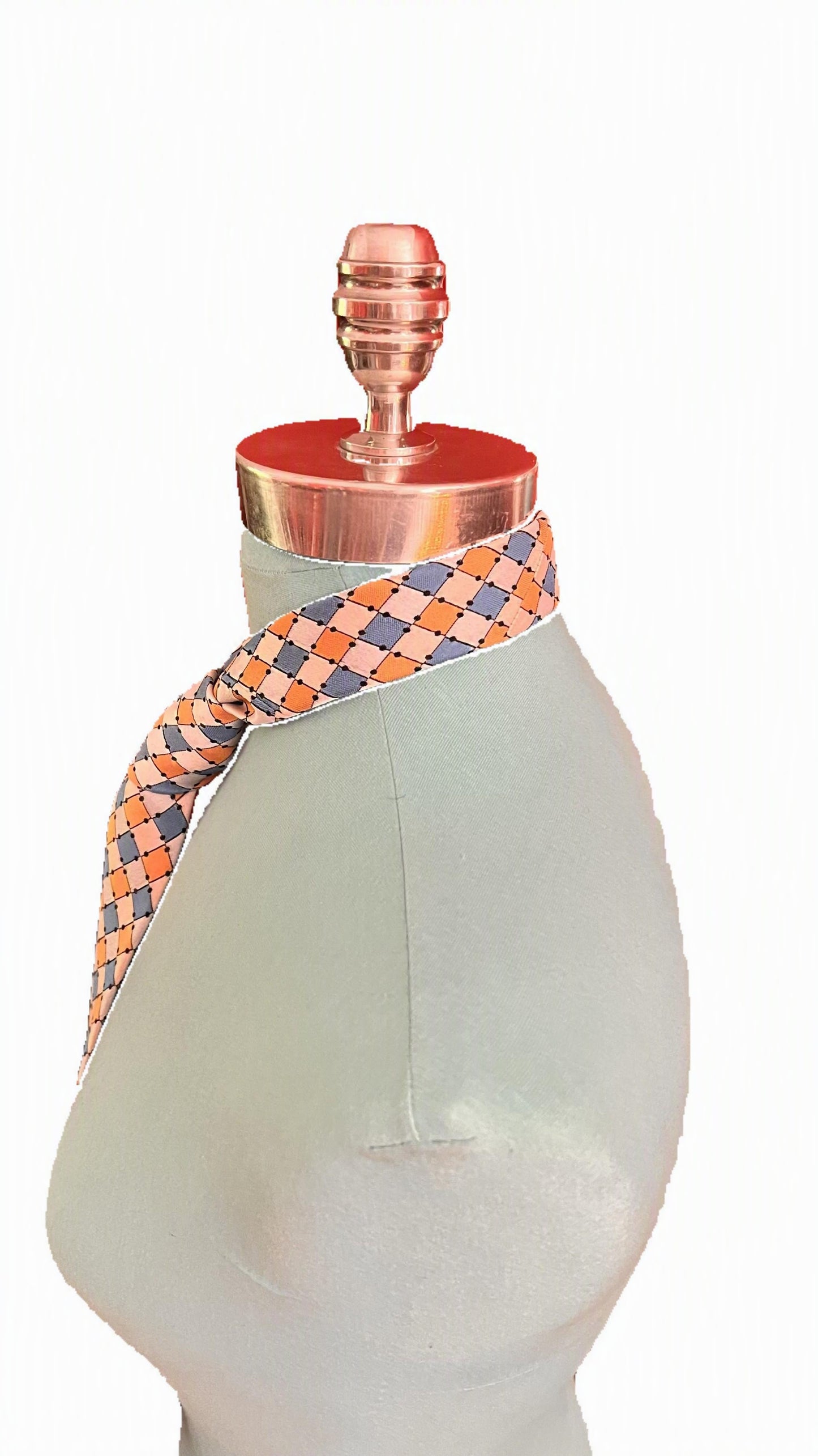 Vintage Christian Dior Geometric Necktie | Blue Peach Cream