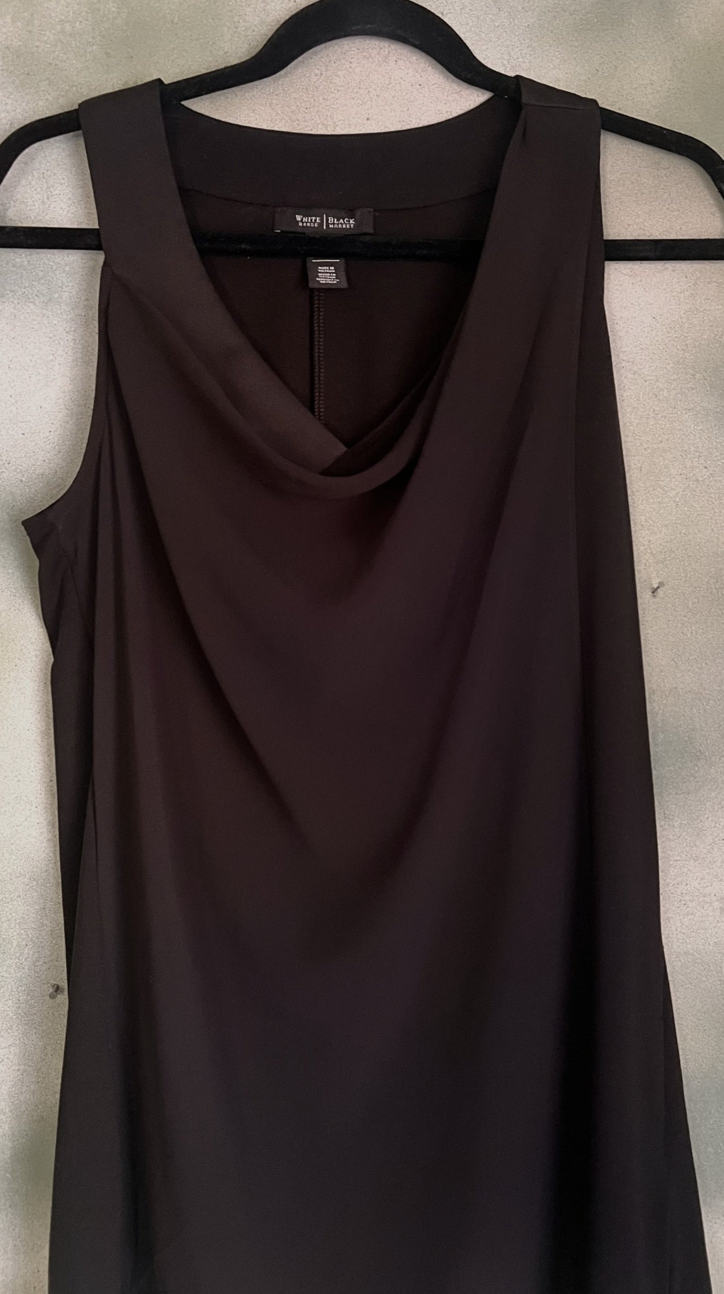 White House Black Market Sleeveless Draped Overlay Blouse – Black Size Small