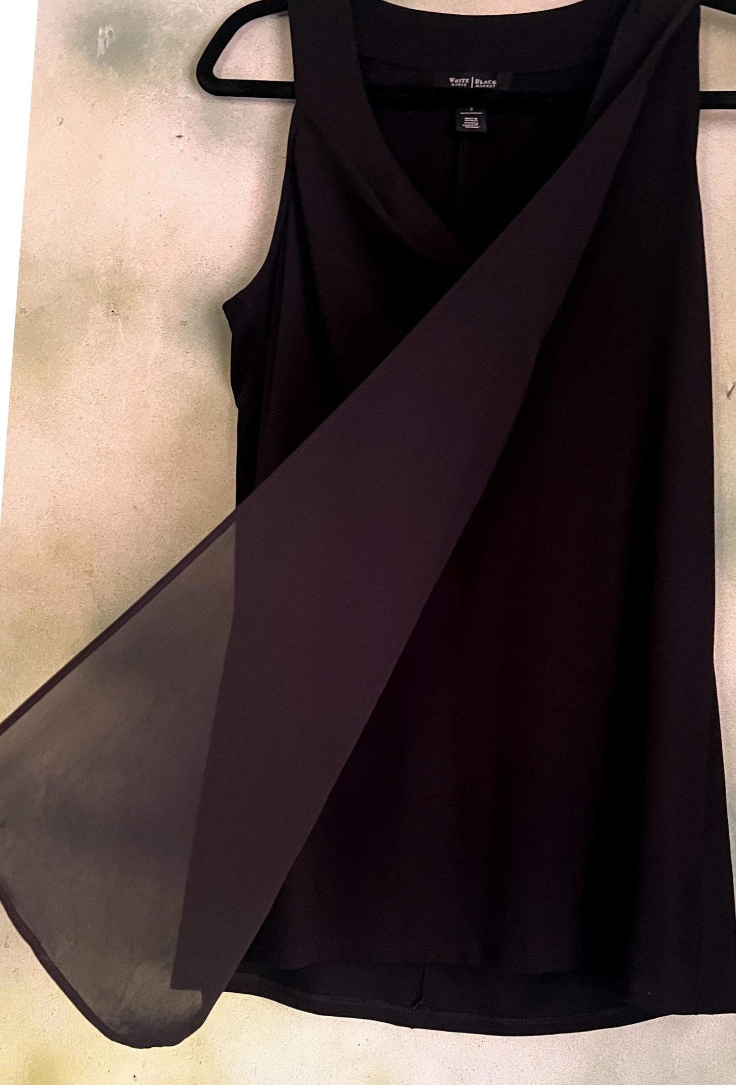 White House Black Market Sleeveless Draped Overlay Blouse – Black Size Small