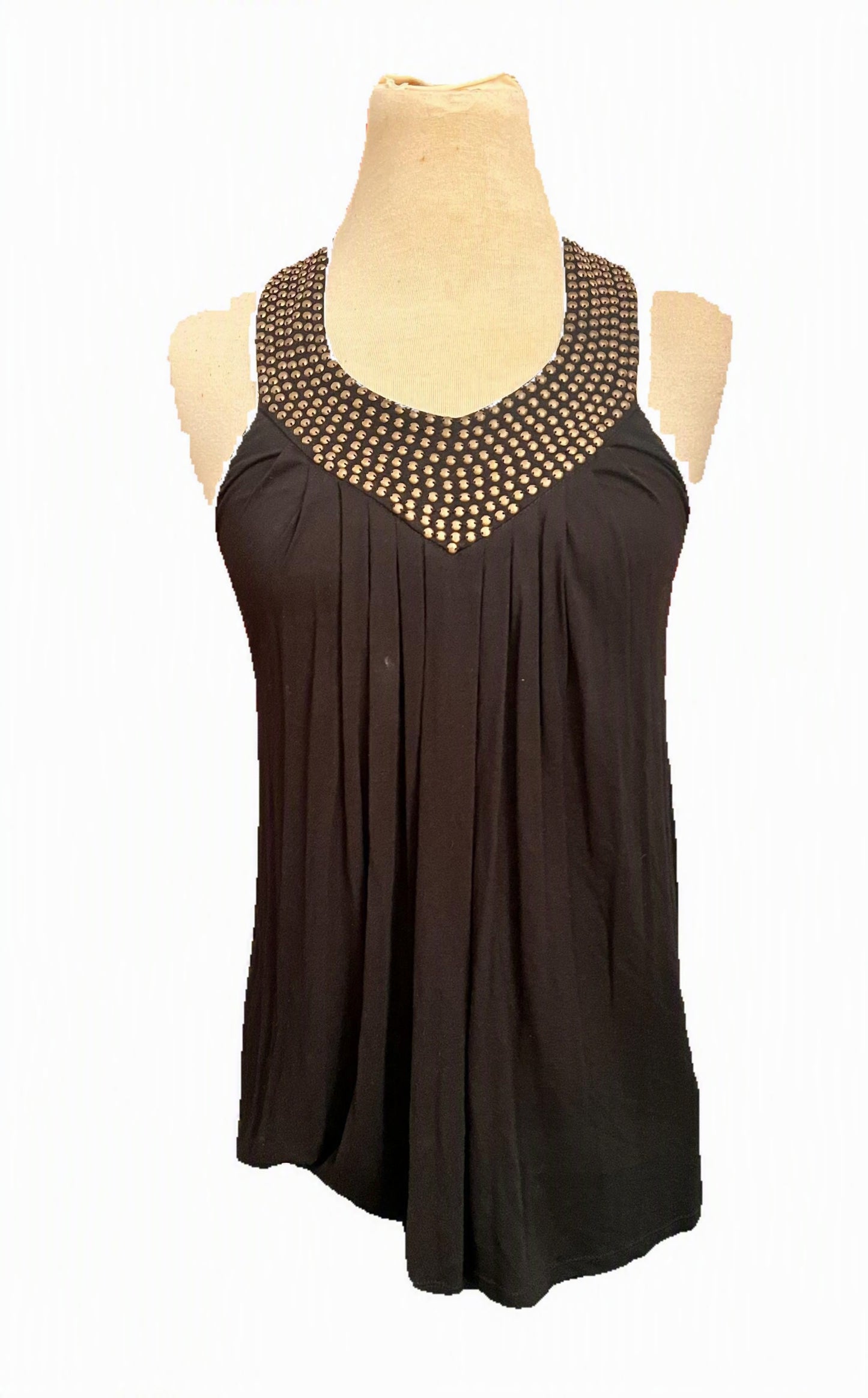 Spense Black Studded Racerback Babydoll Tank Top XS