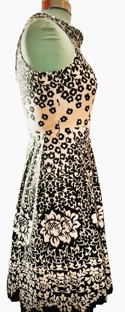 Donna Morgan Black & White Floral Fit-and-Flare Dress — Size 4P