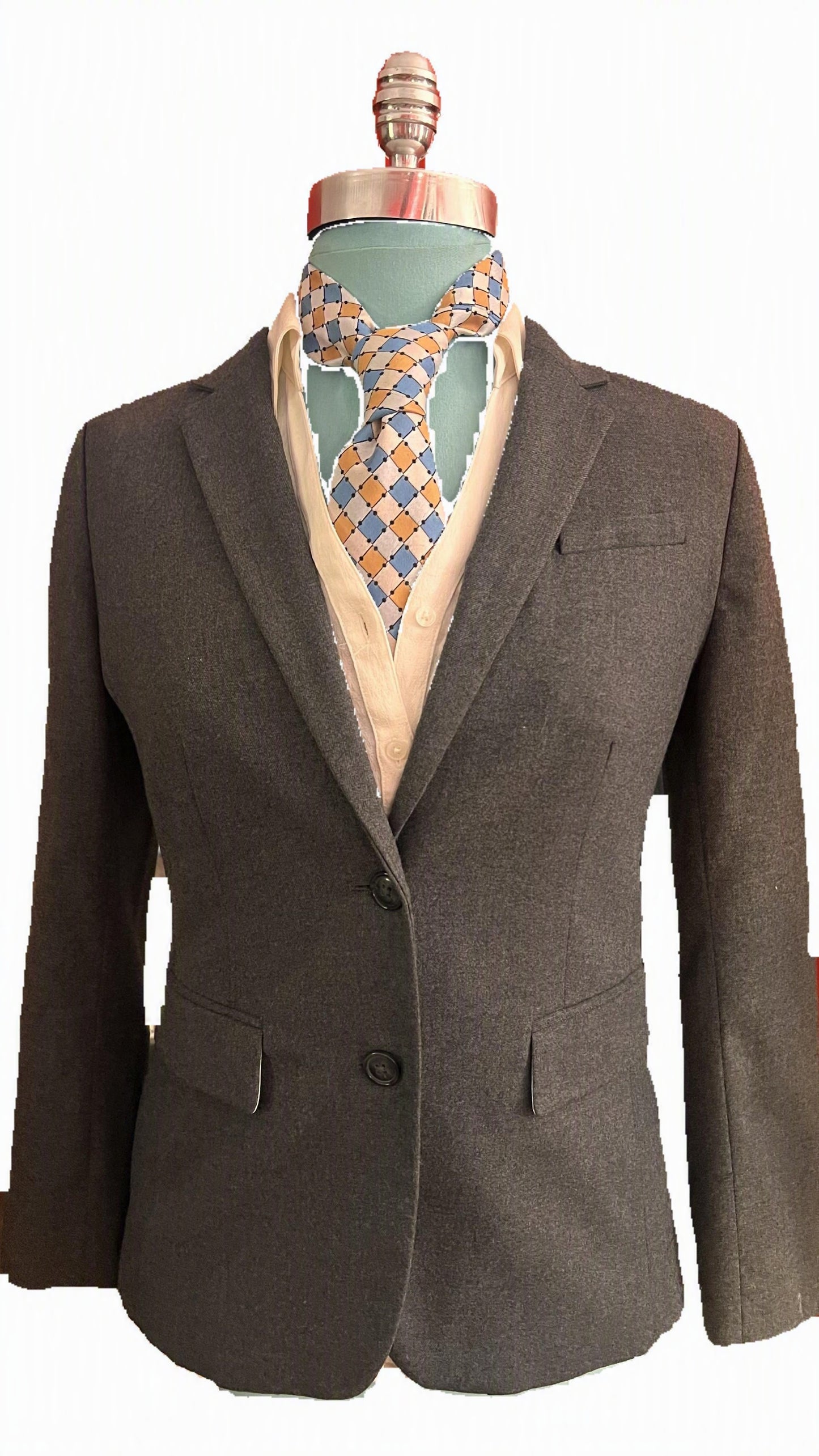 Vintage Christian Dior Geometric Necktie | Blue Peach Cream