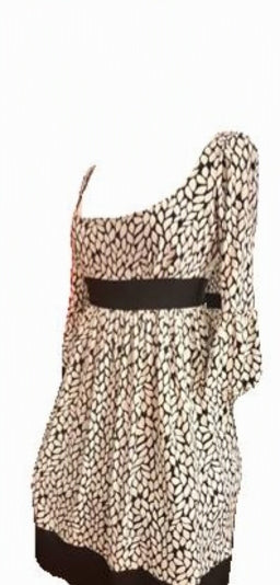 London Times Black & Ivory Printed Fit & Flare Dress Size 4