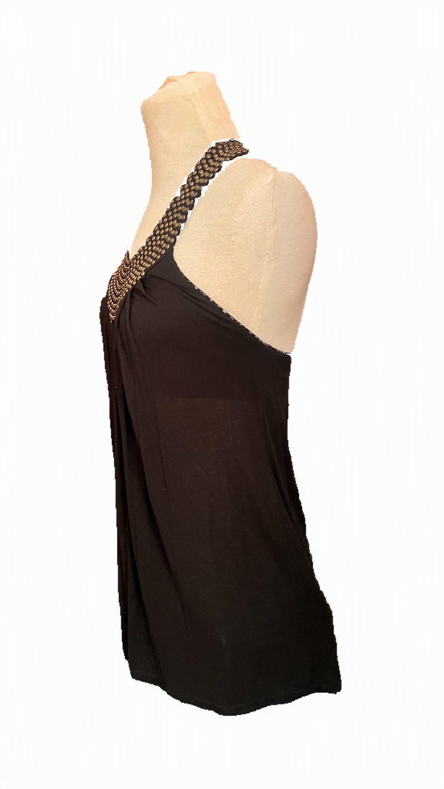 Spense Black Studded Racerback Babydoll Tank Top XS