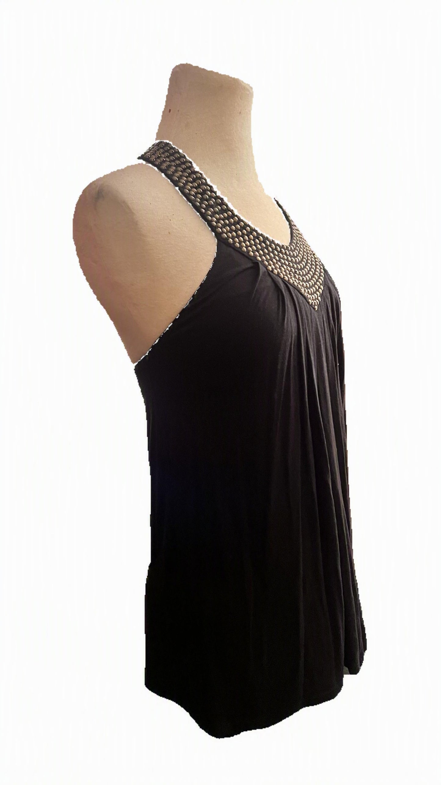Spense Black Studded Racerback Babydoll Tank Top XS