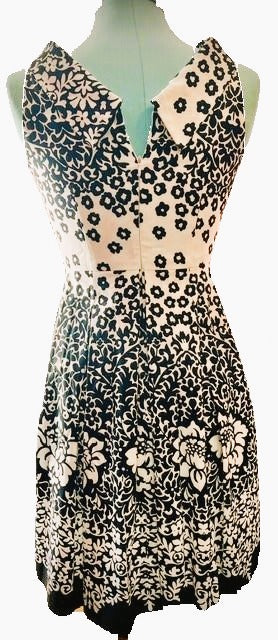 Donna Morgan Black & White Floral Fit-and-Flare Dress — Size 4P