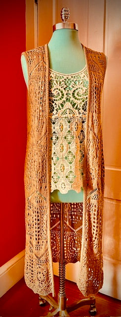 LC Lauren Conrad Ivory Crochet Lace Racerback Tank Top Boho Romantic