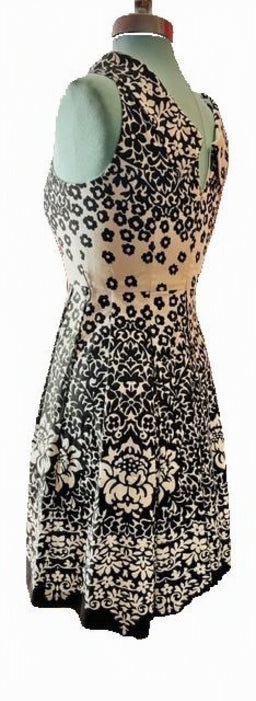 Donna Morgan Black & White Floral Fit-and-Flare Dress — Size 4P