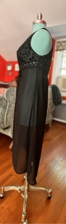 Band of Gypsies Black Sheer Velvet Floral Duster – Size Small