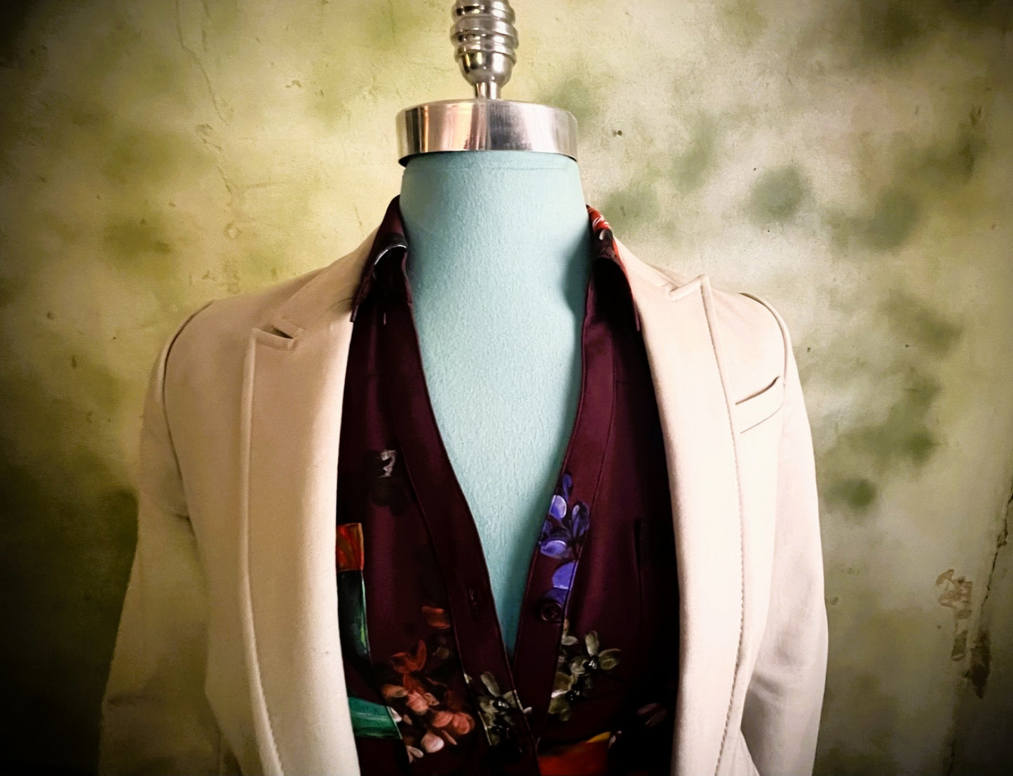 Express Burgundy Floral Satin Button-Down Blouse – XS