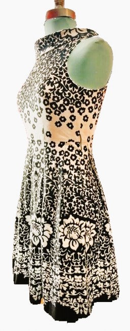 Donna Morgan Black & White Floral Fit-and-Flare Dress — Size 4P