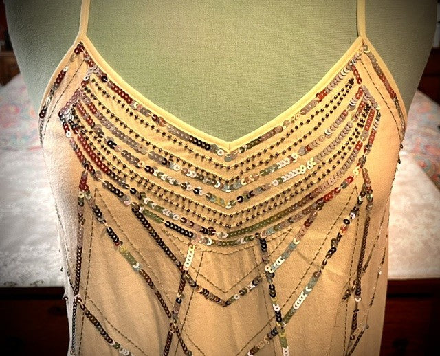 Express Embellished Sequin Art Deco Tank Top Size M