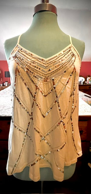 Express Embellished Sequin Art Deco Tank Top Size M