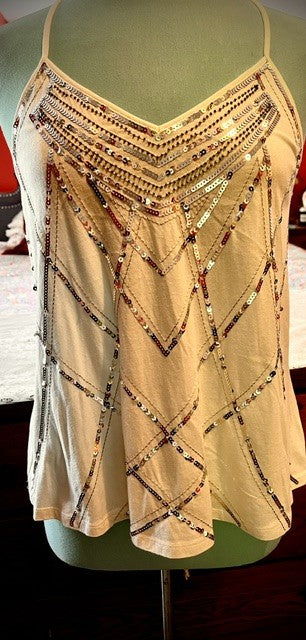 Express Embellished Sequin Art Deco Tank Top Size M