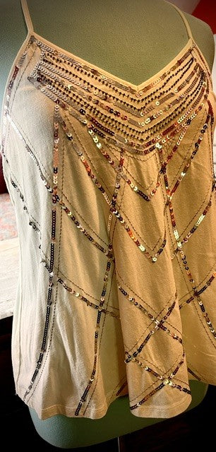Express Embellished Sequin Art Deco Tank Top Size M