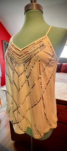 Express Embellished Sequin Art Deco Tank Top Size M