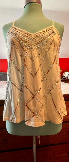 Express Embellished Sequin Art Deco Tank Top Size M