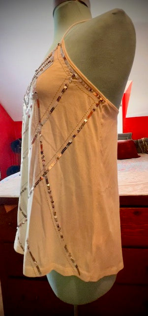 Express Embellished Sequin Art Deco Tank Top Size M
