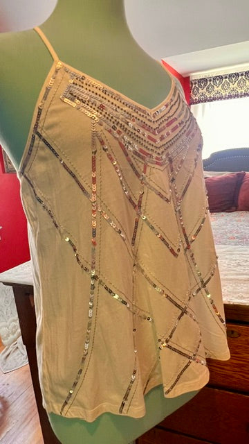 Express Embellished Sequin Art Deco Tank Top Size M