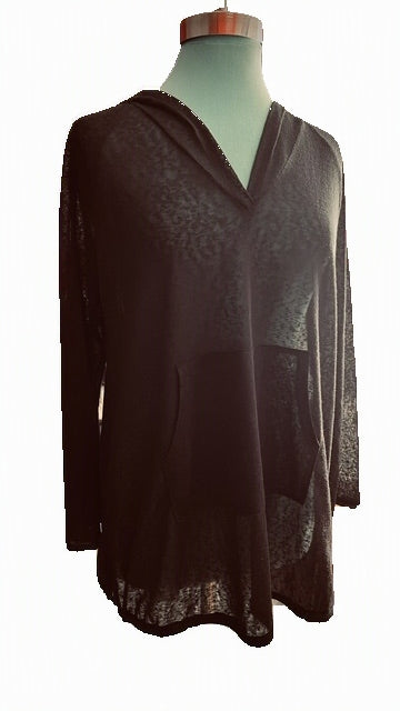 Black Beach Bundle Sheer Hooded Cover-Up Palazzo Pants + 3 Swim Bottoms S