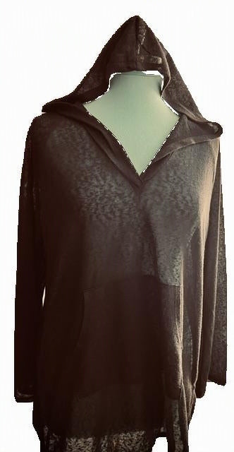 Black Beach Bundle Sheer Hooded Cover-Up Palazzo Pants + 3 Swim Bottoms S