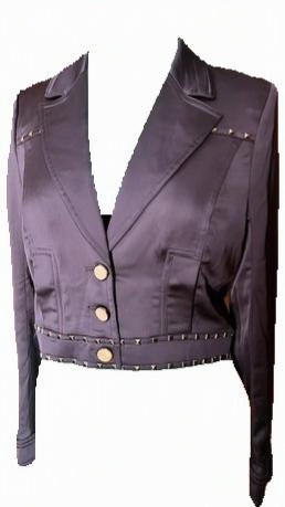 NWT bebe Navy Satin Cropped Jacket – Size 6