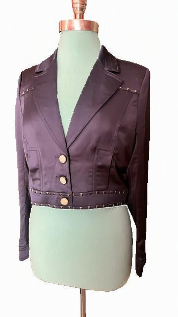 NWT bebe Navy Satin Cropped Jacket – Size 6