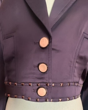 NWT bebe Navy Satin Cropped Jacket – Size 6