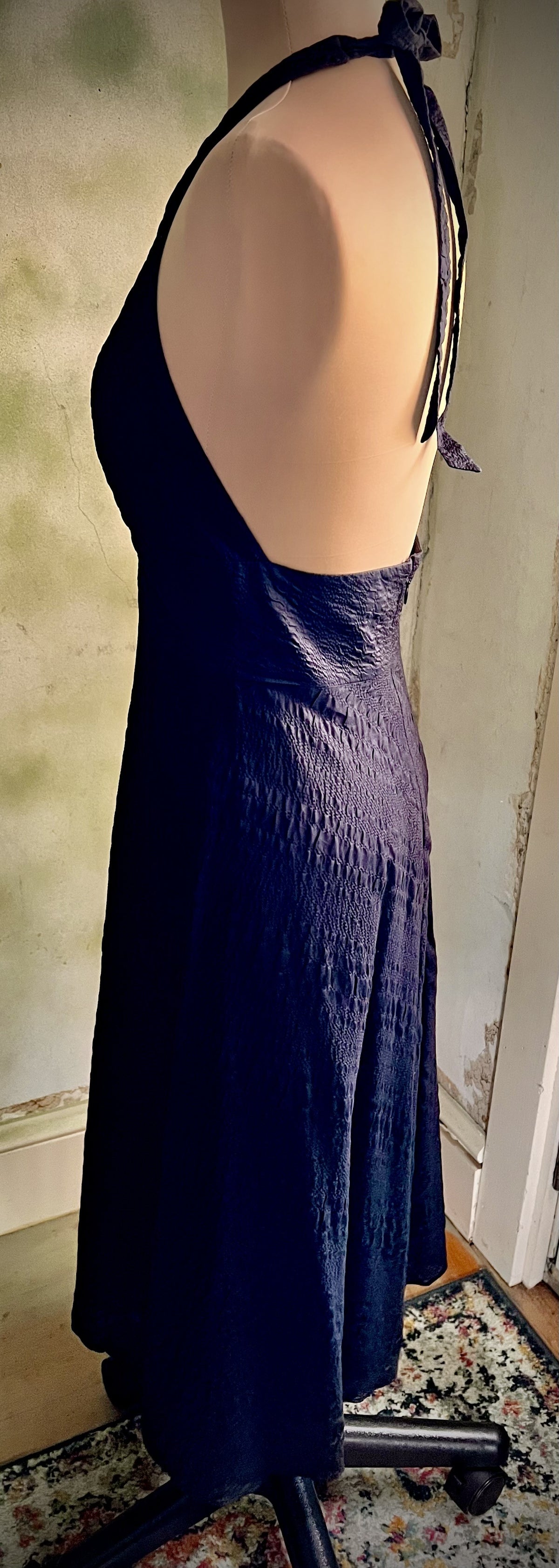 J.Crew Black Cotton Halter Midi Dress Size 4 Open Back