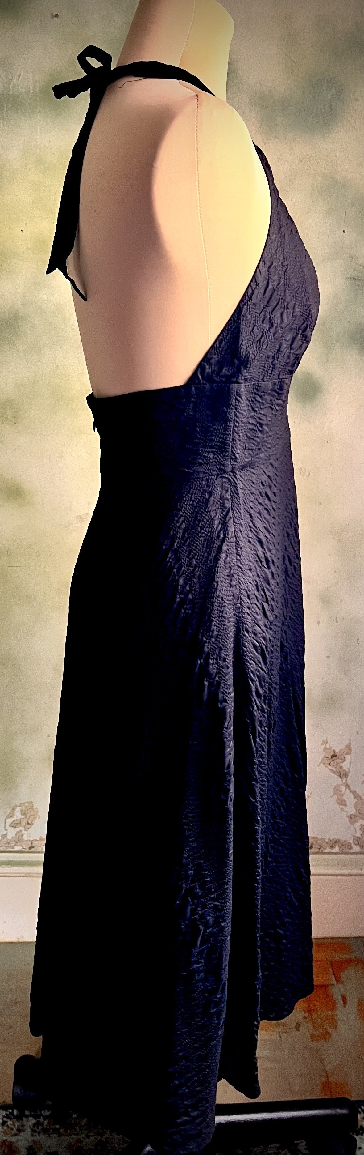 J.Crew Black Cotton Halter Midi Dress Size 4 Open Back